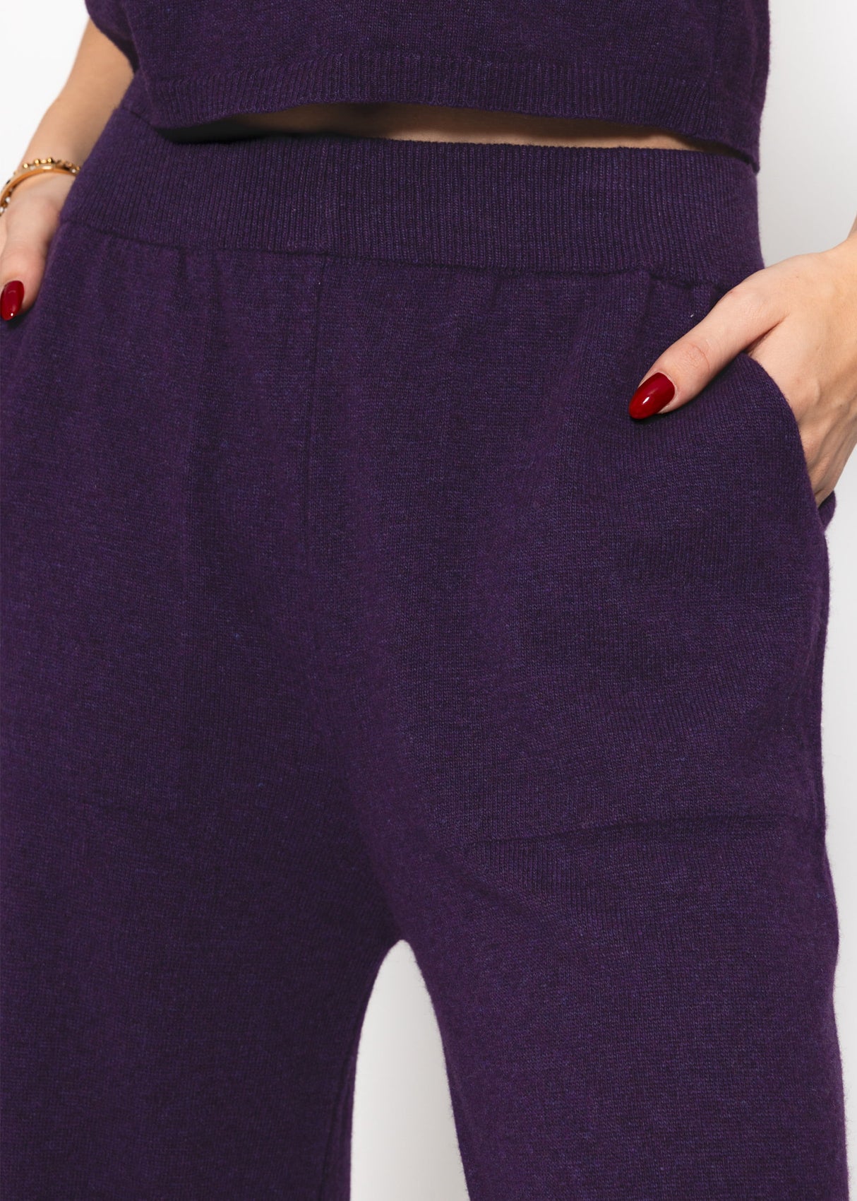 Knitted pants with cashmere - purple