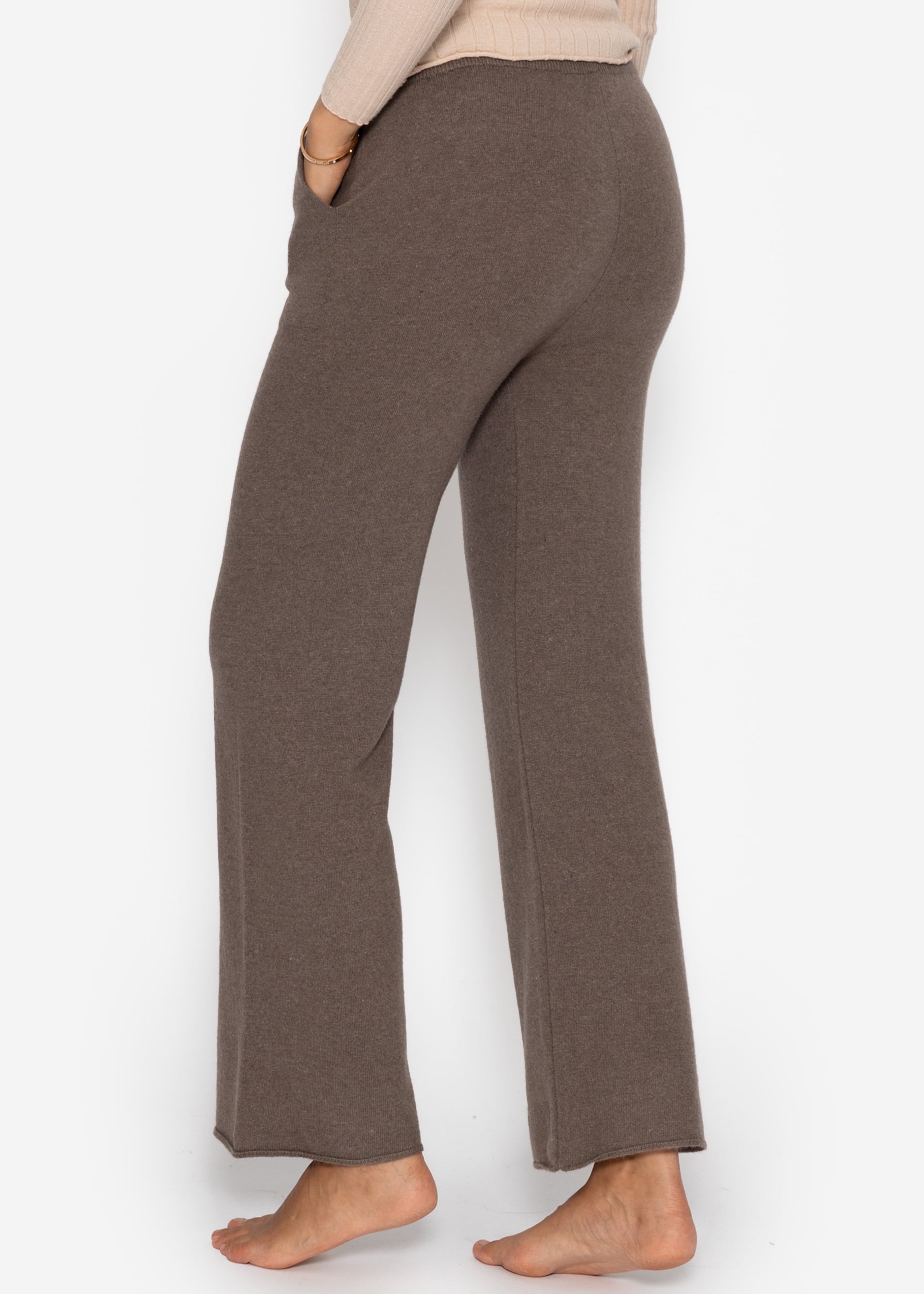 Strickhose mit Kaschmir - taupe