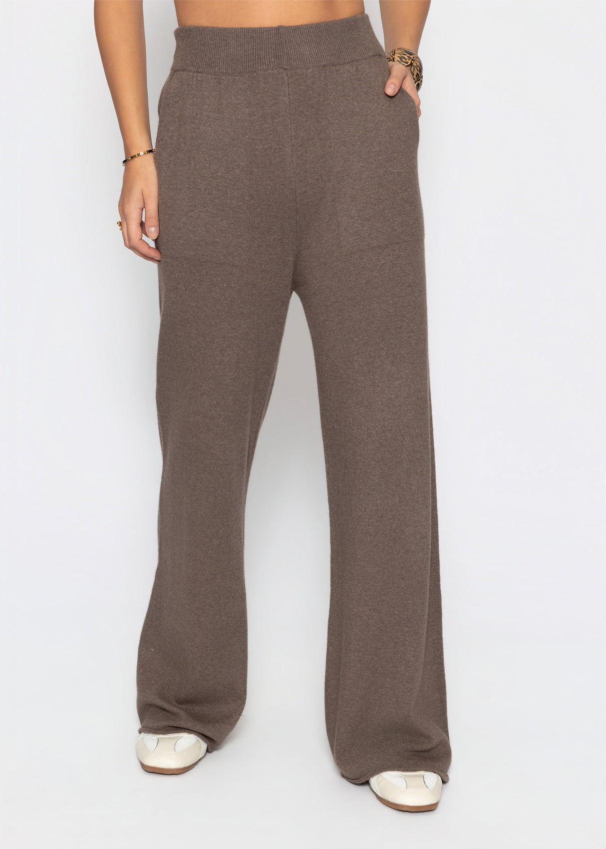 Knitting pants with cashmere - taupe