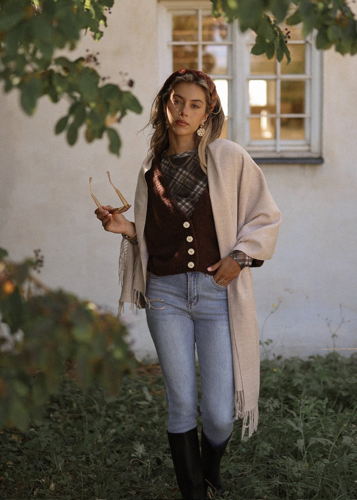 Strickjacke mit 3/4-Ärmeln - braun