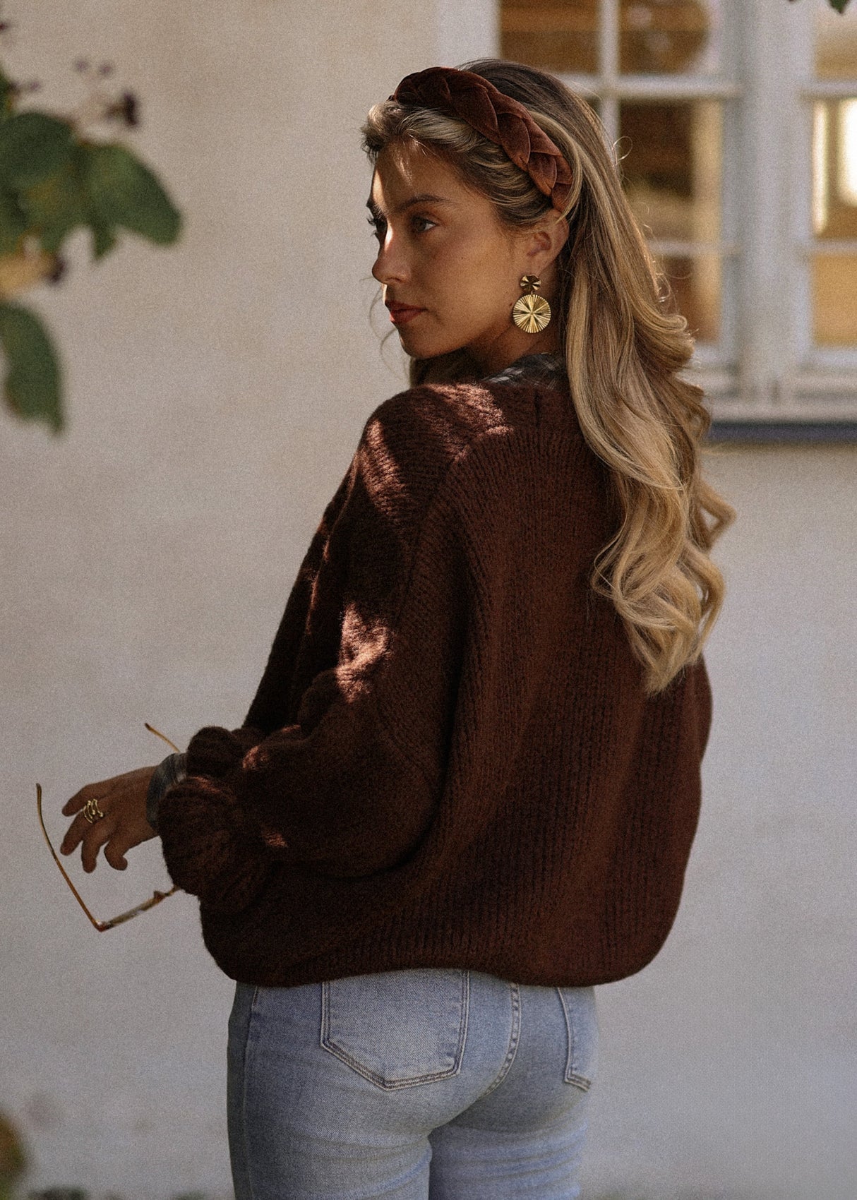Strickjacke mit 3/4-Ärmeln - braun