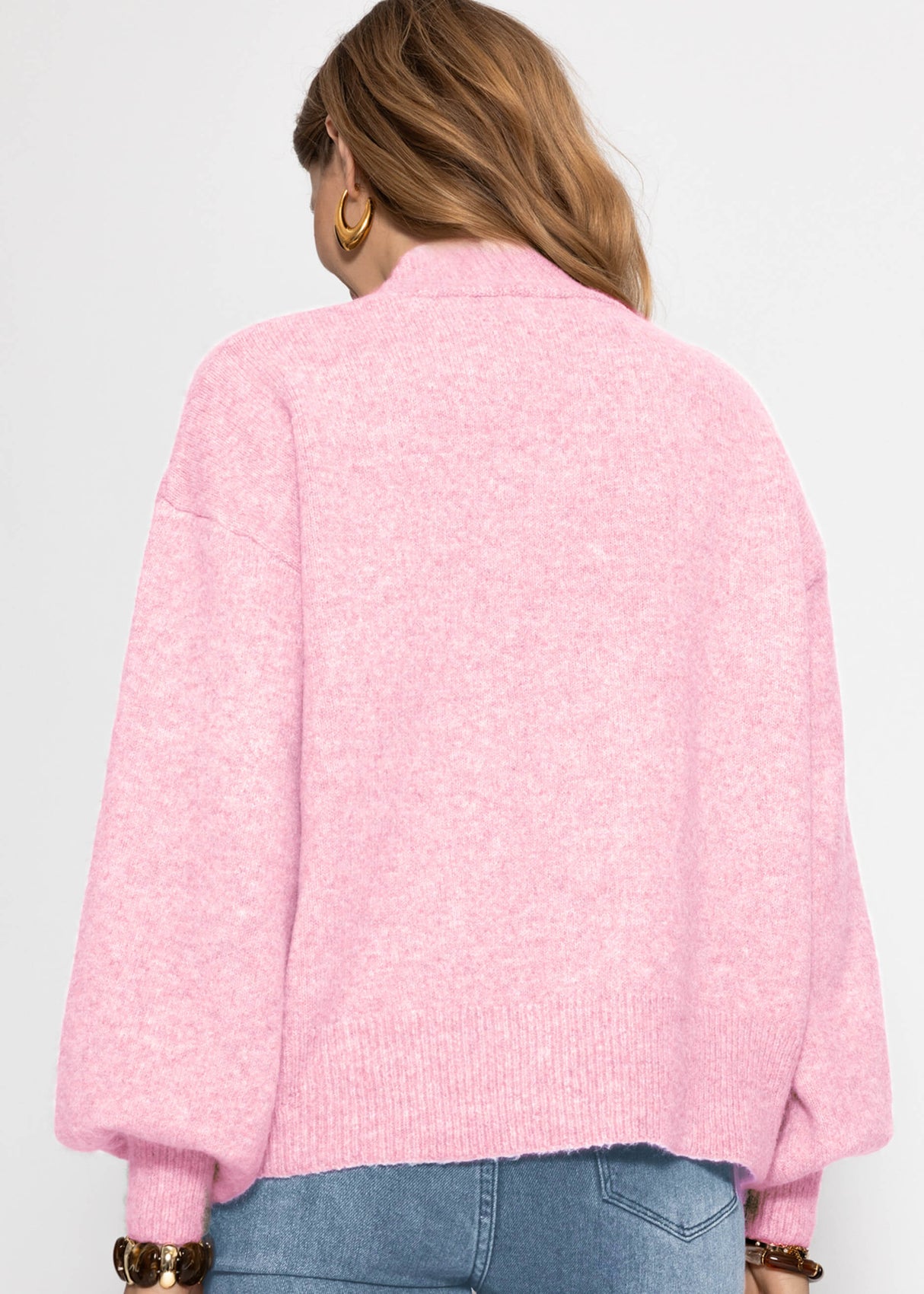 Cardigan with floral appliqué - pink