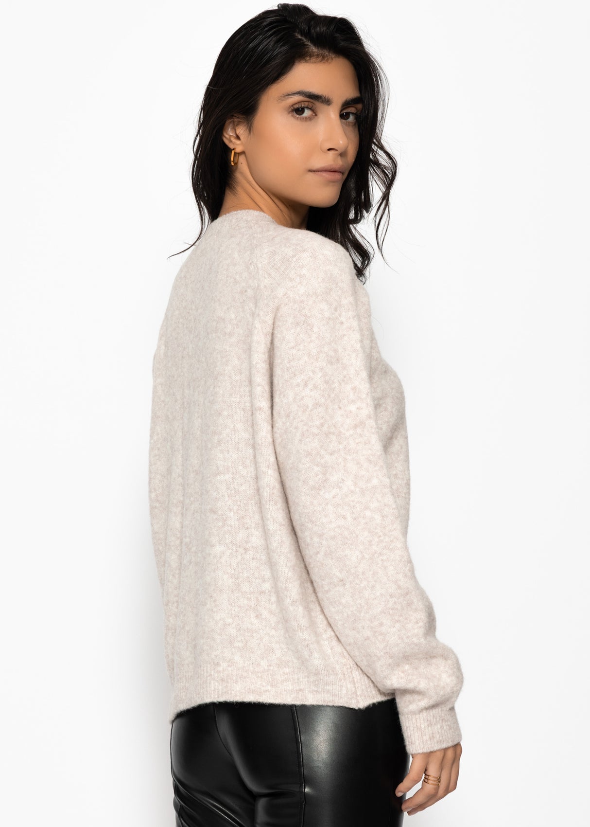 Cardigan with heart buttons - greige