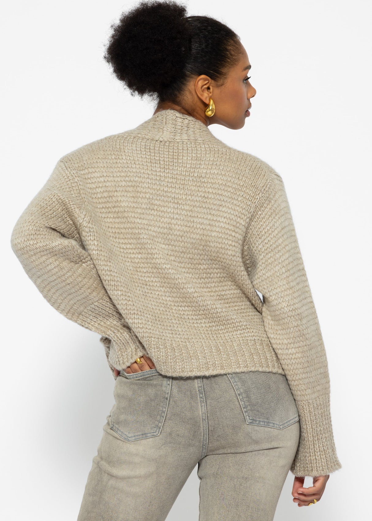 Strickjacke mit Knopf - beige
