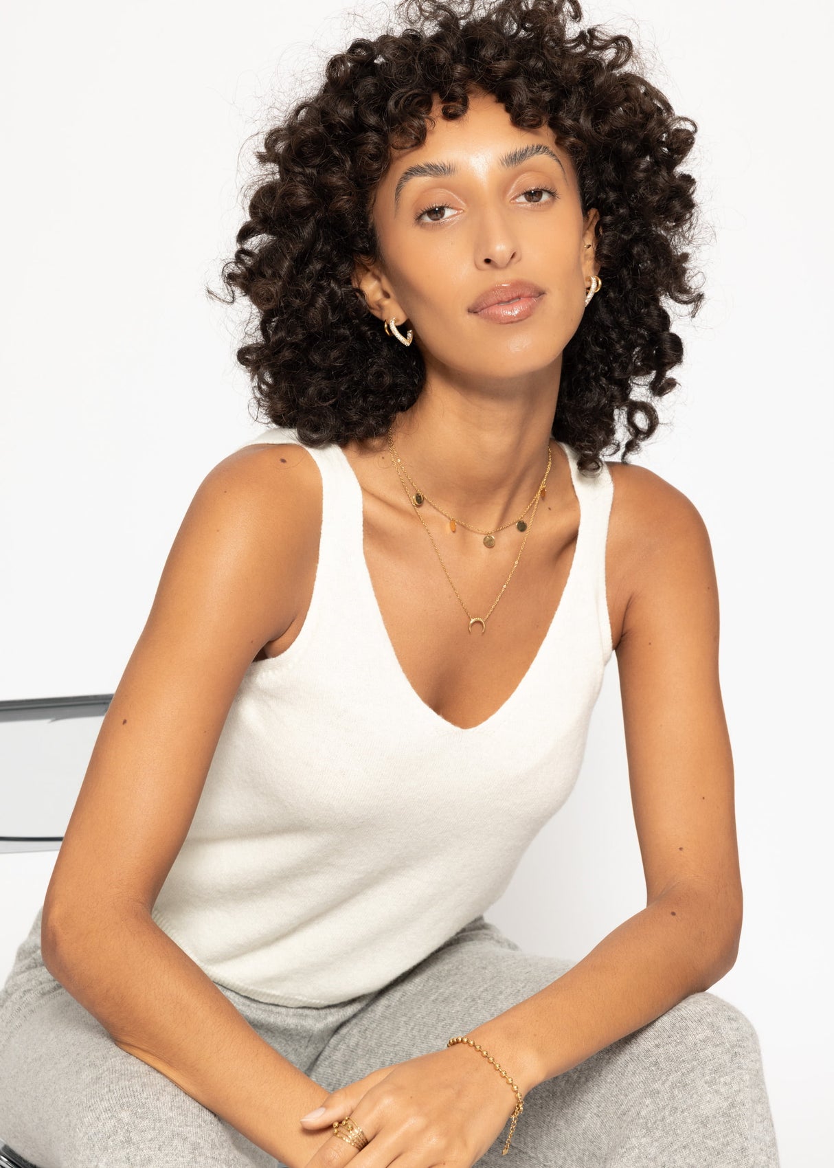 Cashmere knit top - off-white