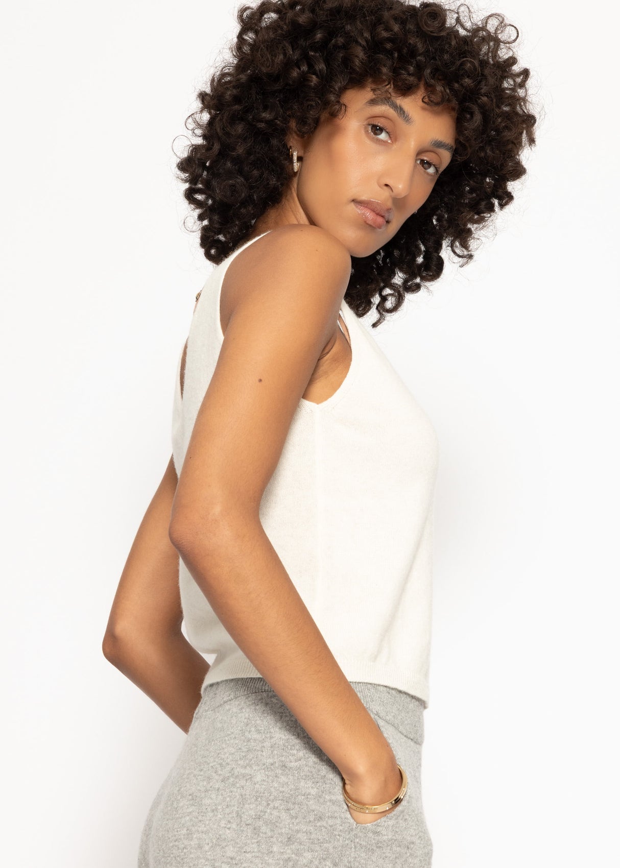 Cashmere knit top - off-white