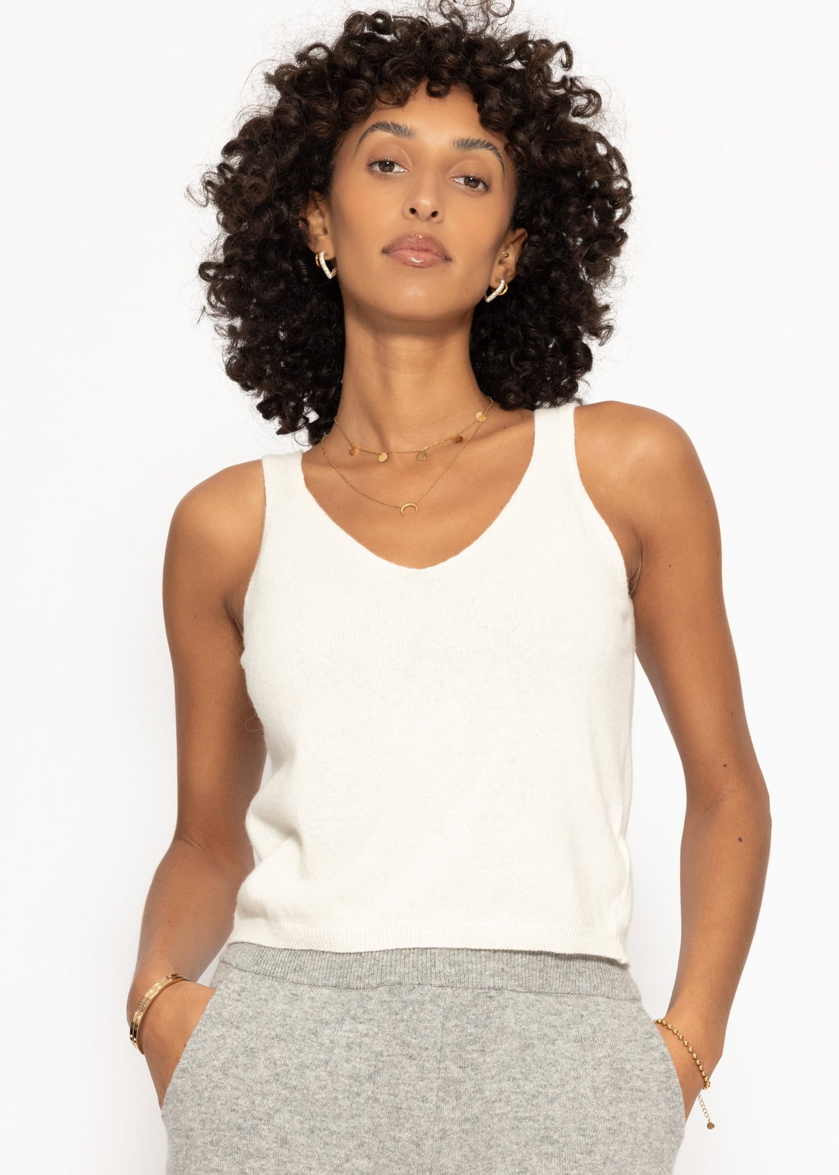 Cashmere knit top - off-white