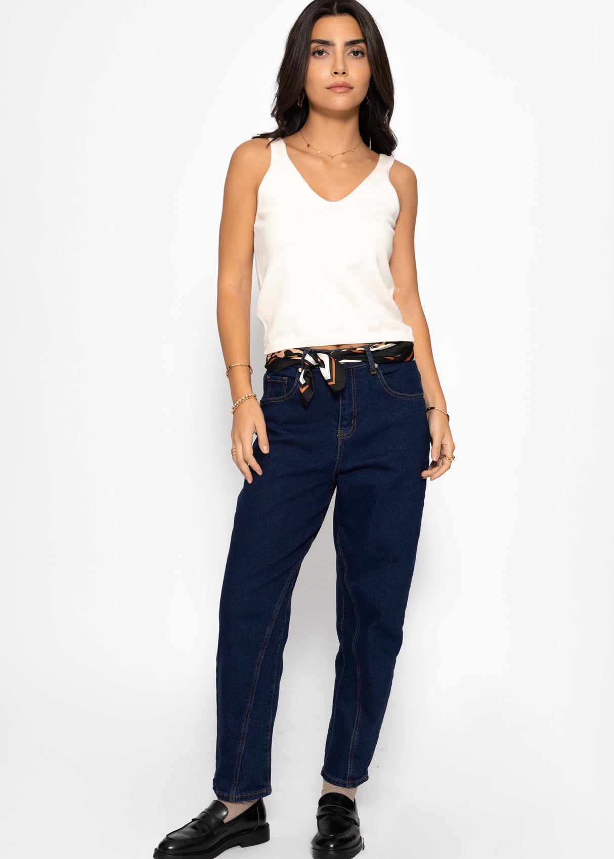 Stricktop mit V-Ausschnitt - offwhite