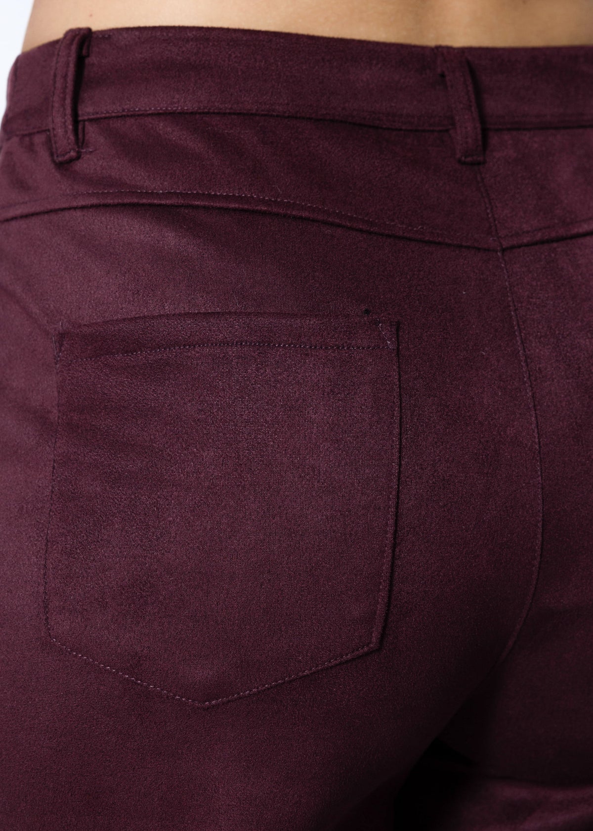 Tall - Barrel-Leg Hose in Wildlederoptik - burgundy