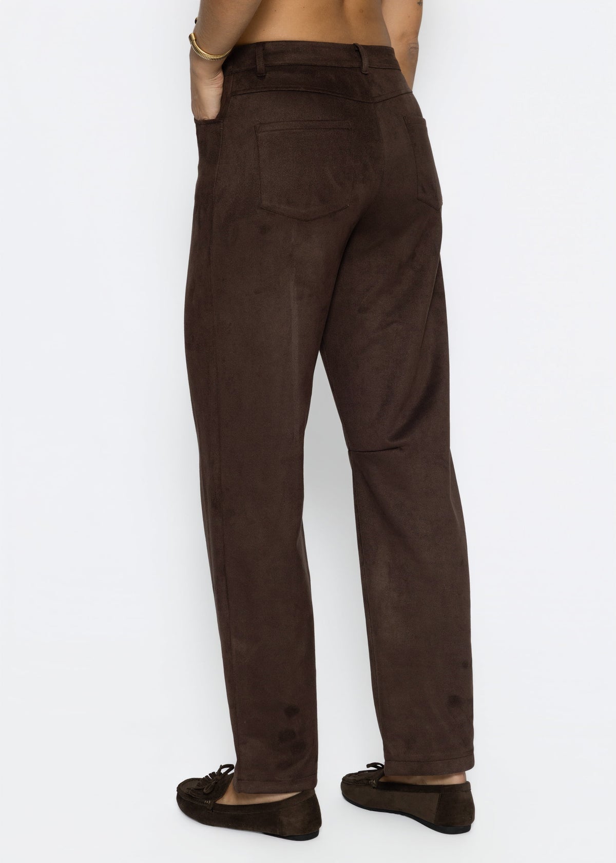 Tall - Barrel-Leg Hose in Wildlederoptik - dunkelbraun