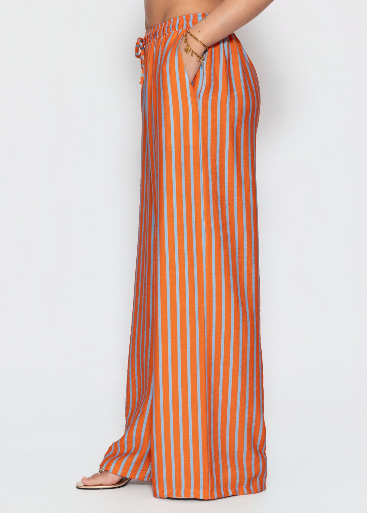 Tall: Gestreifte Hose mit Kordelzug - orange