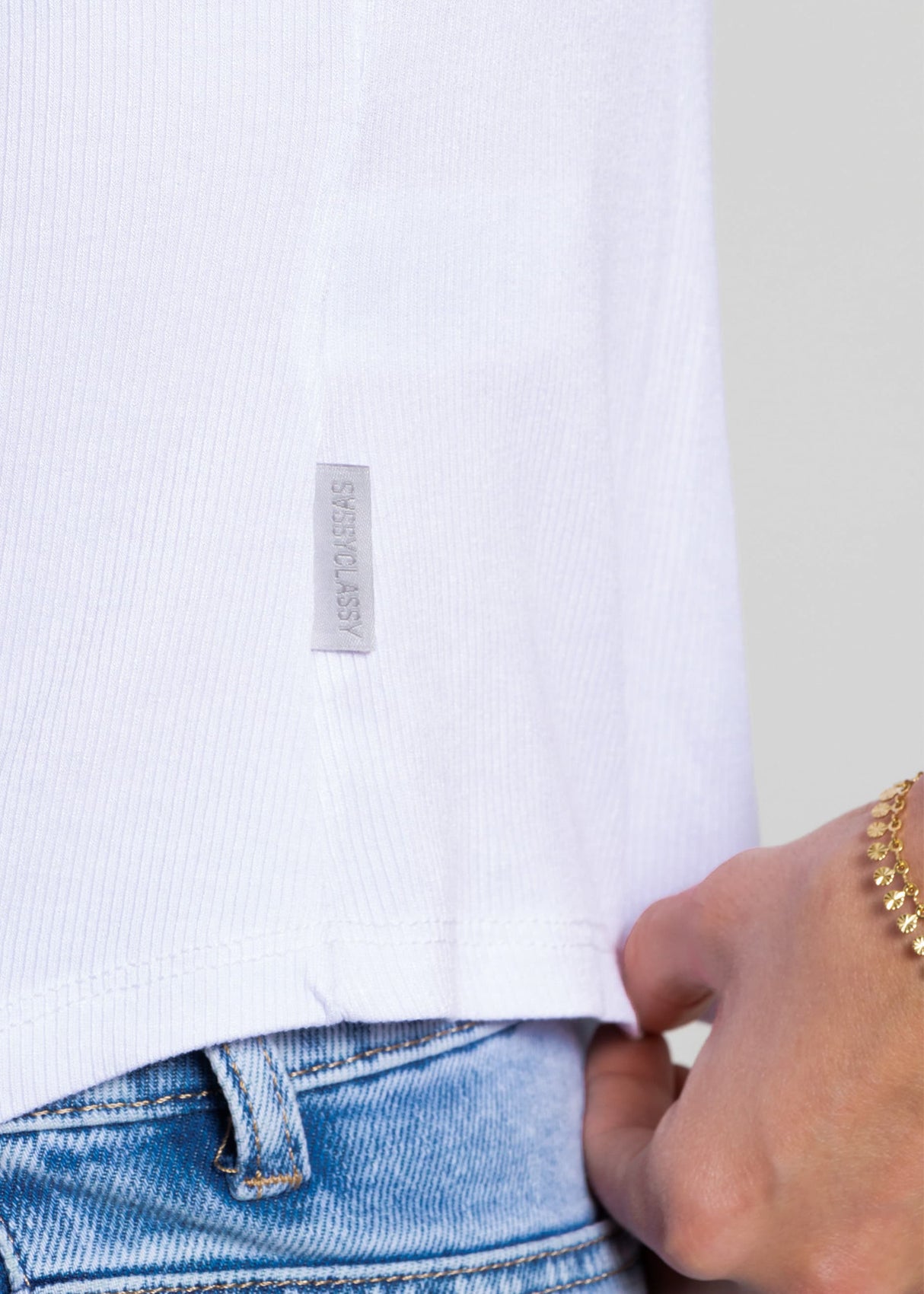 Geripptes Tank Top - weiß