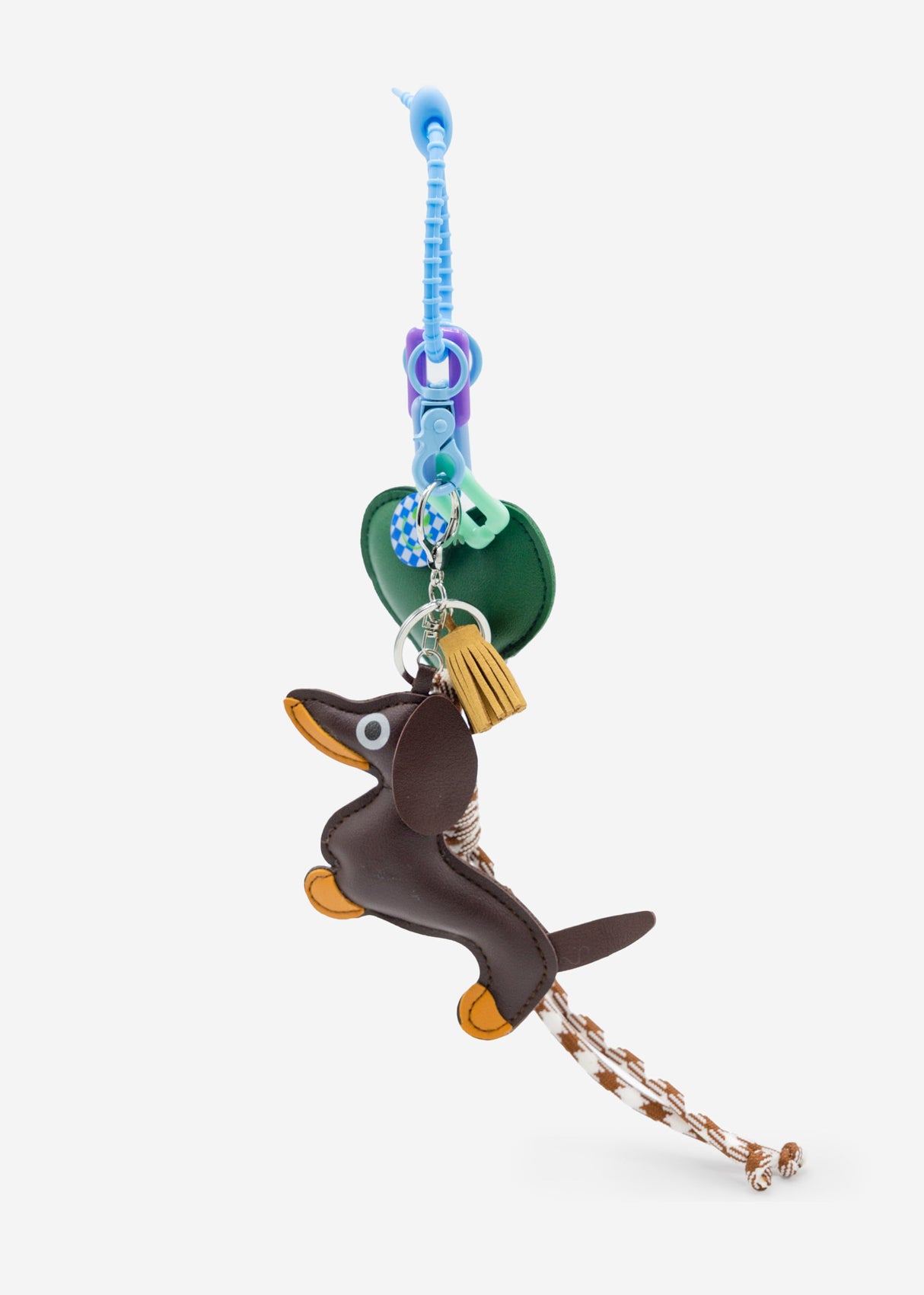 Bag tag set with dachshund - brown