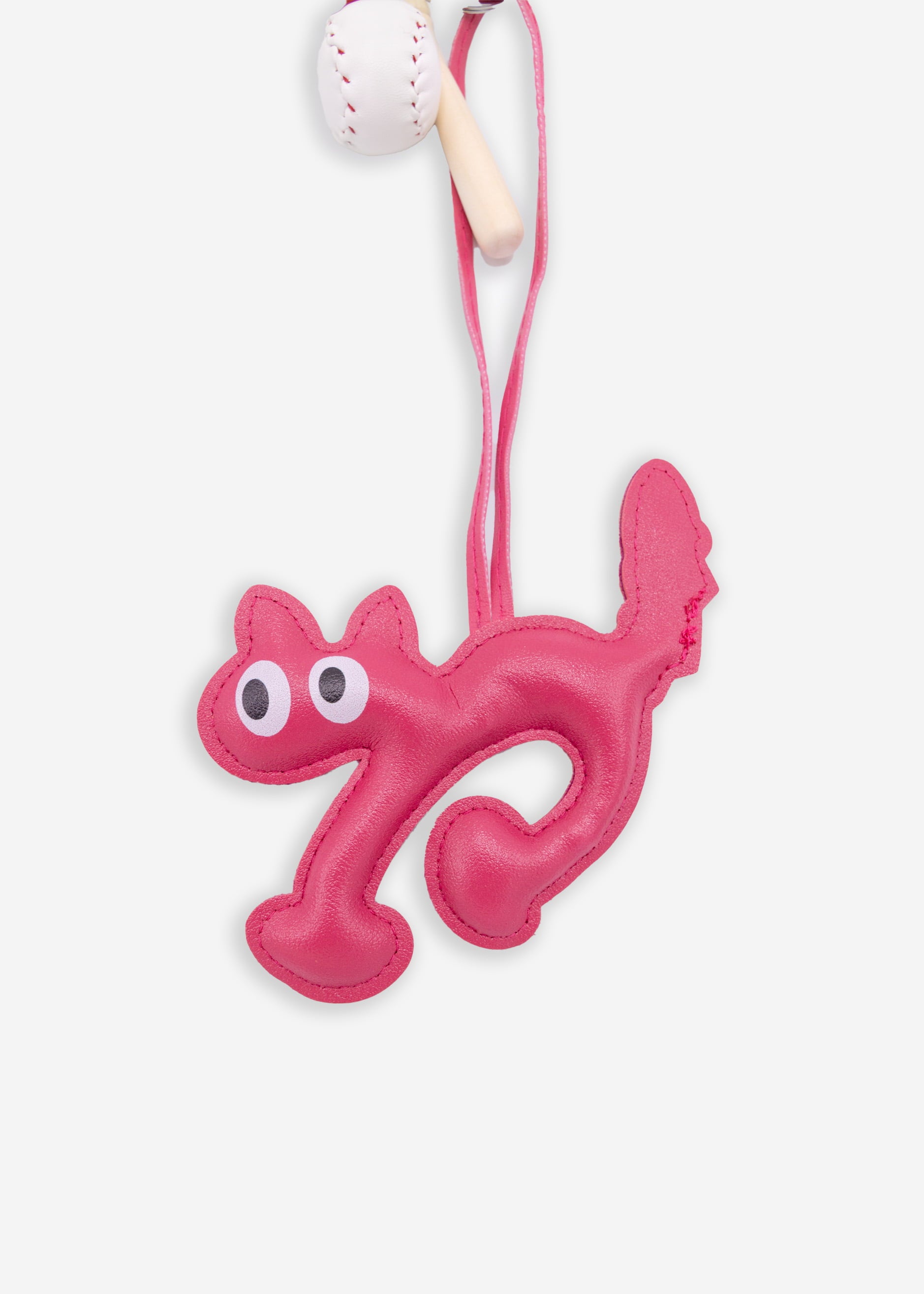 Bag tag set with cat and heart - pink