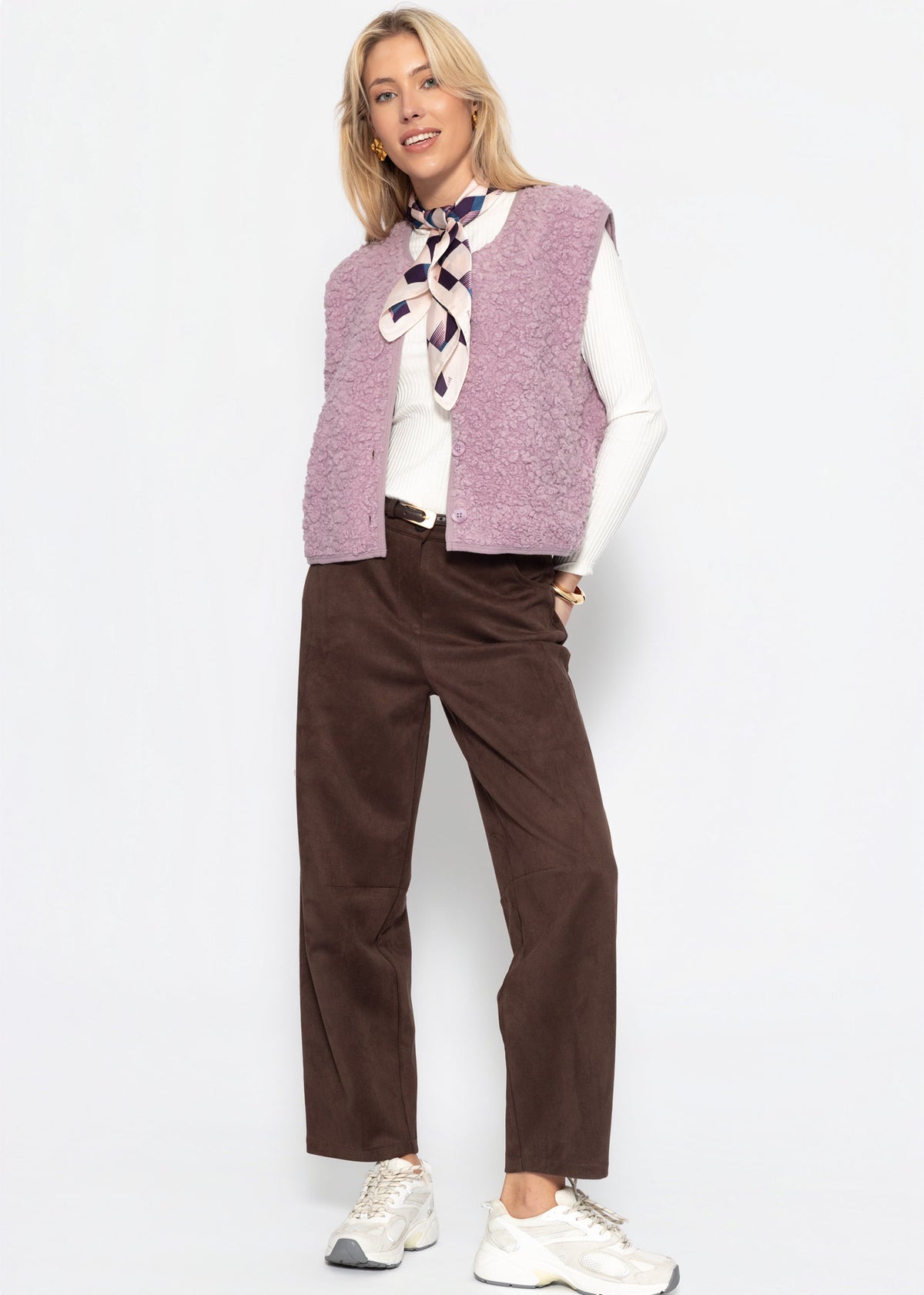 Teddy Weste mit Knöpfen - flieder