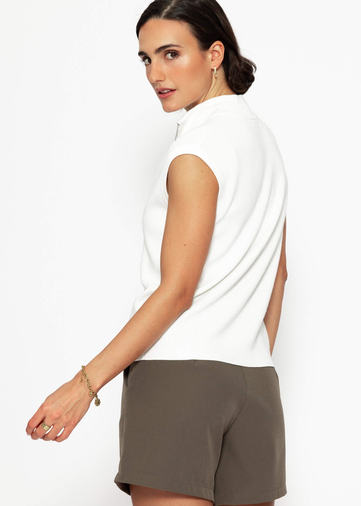 Top with zipper - off-white