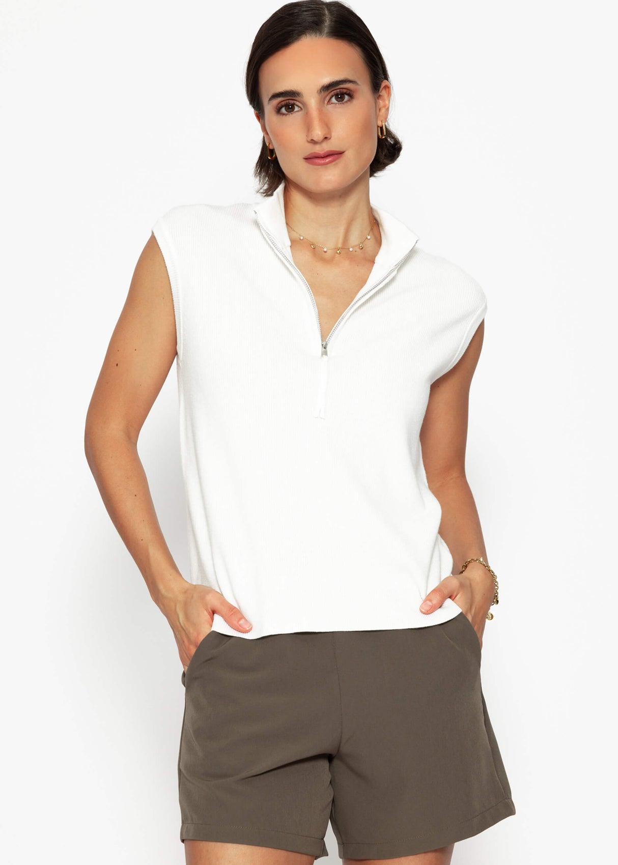 Top with zipper - off-white