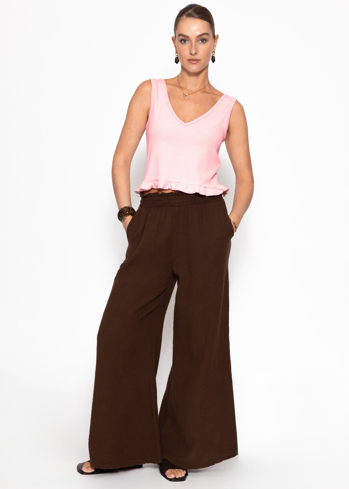 Top with ruffles - pink