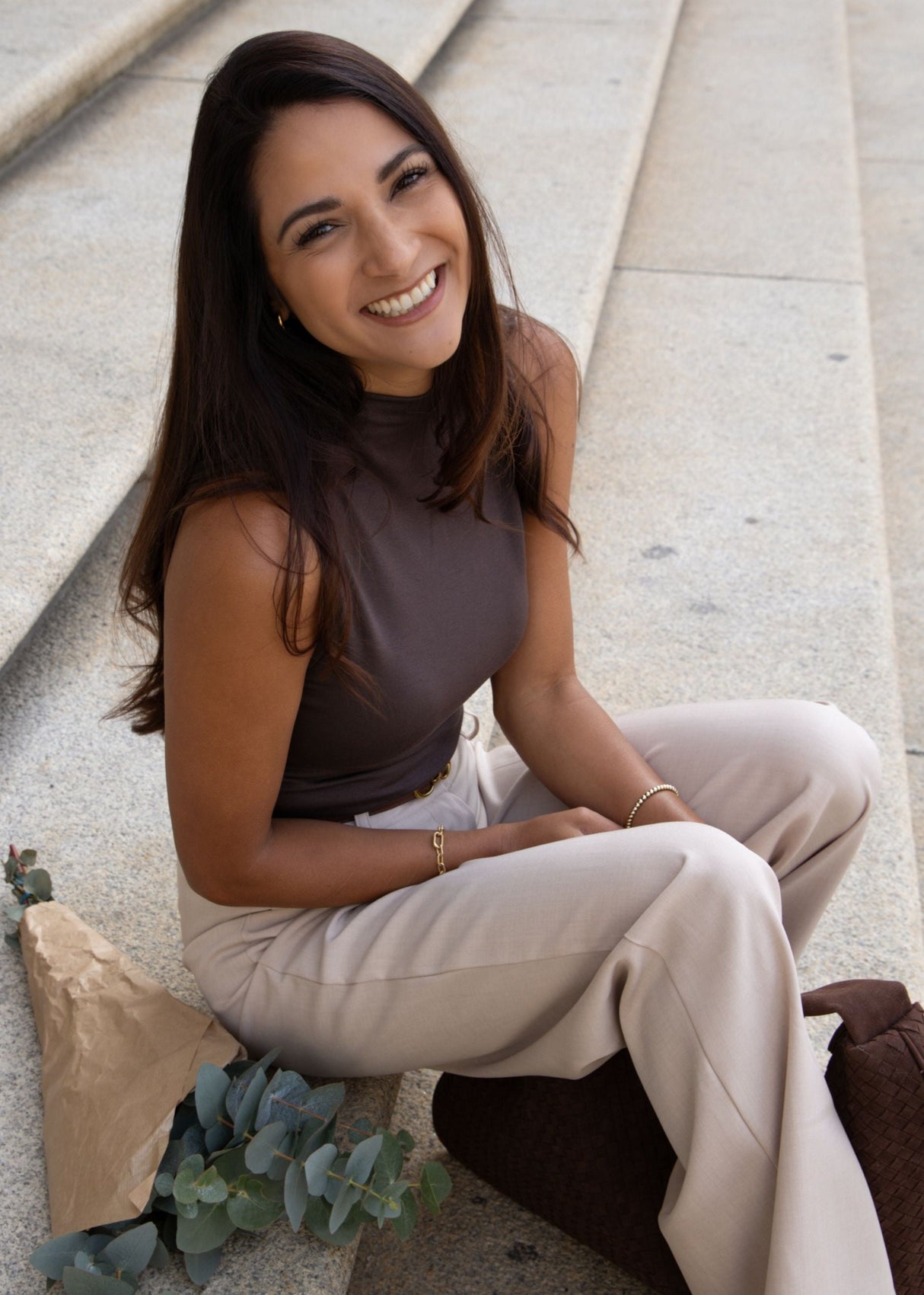 Top with turtleneck - dark brown