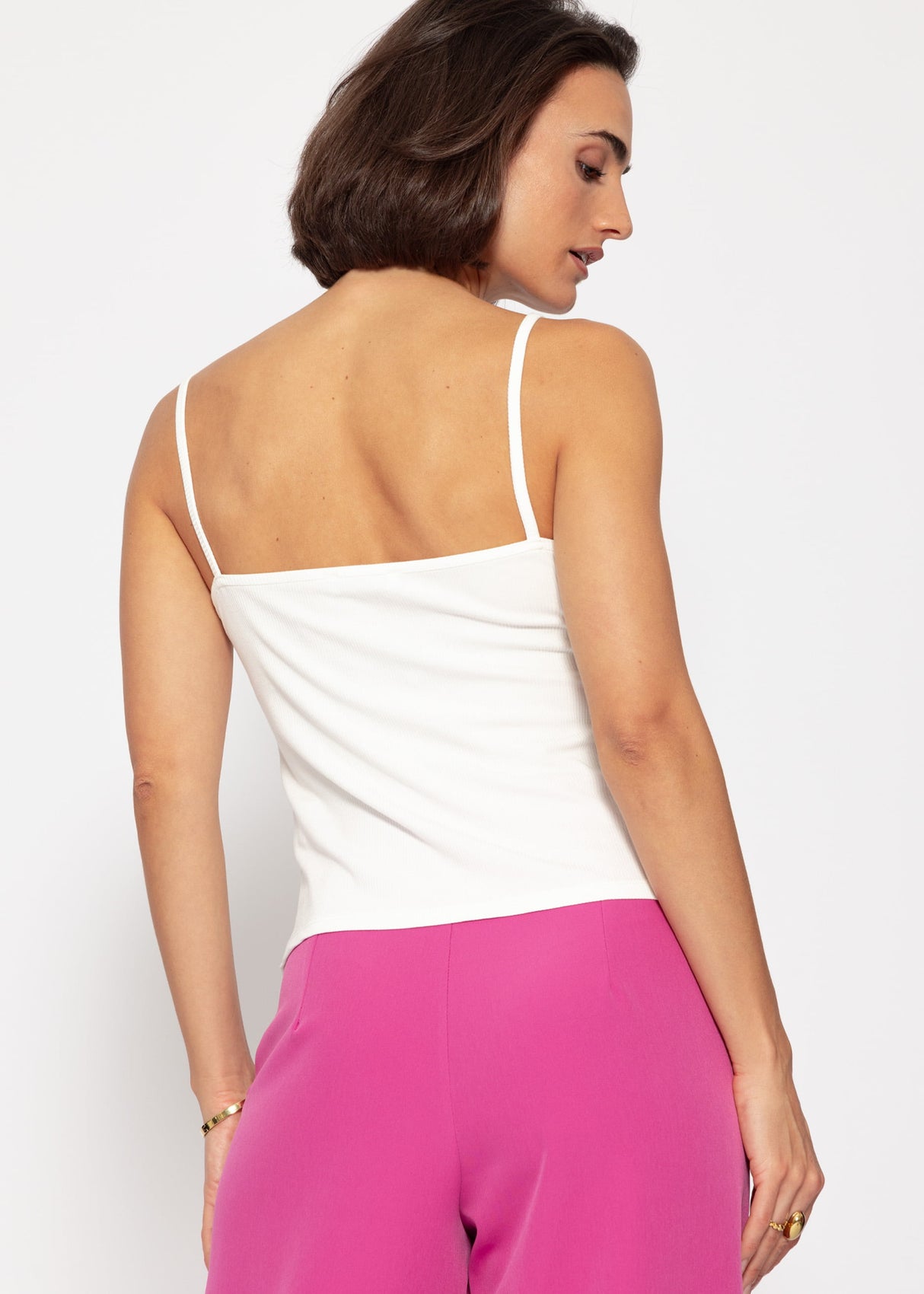 Strap top with lace - off-white