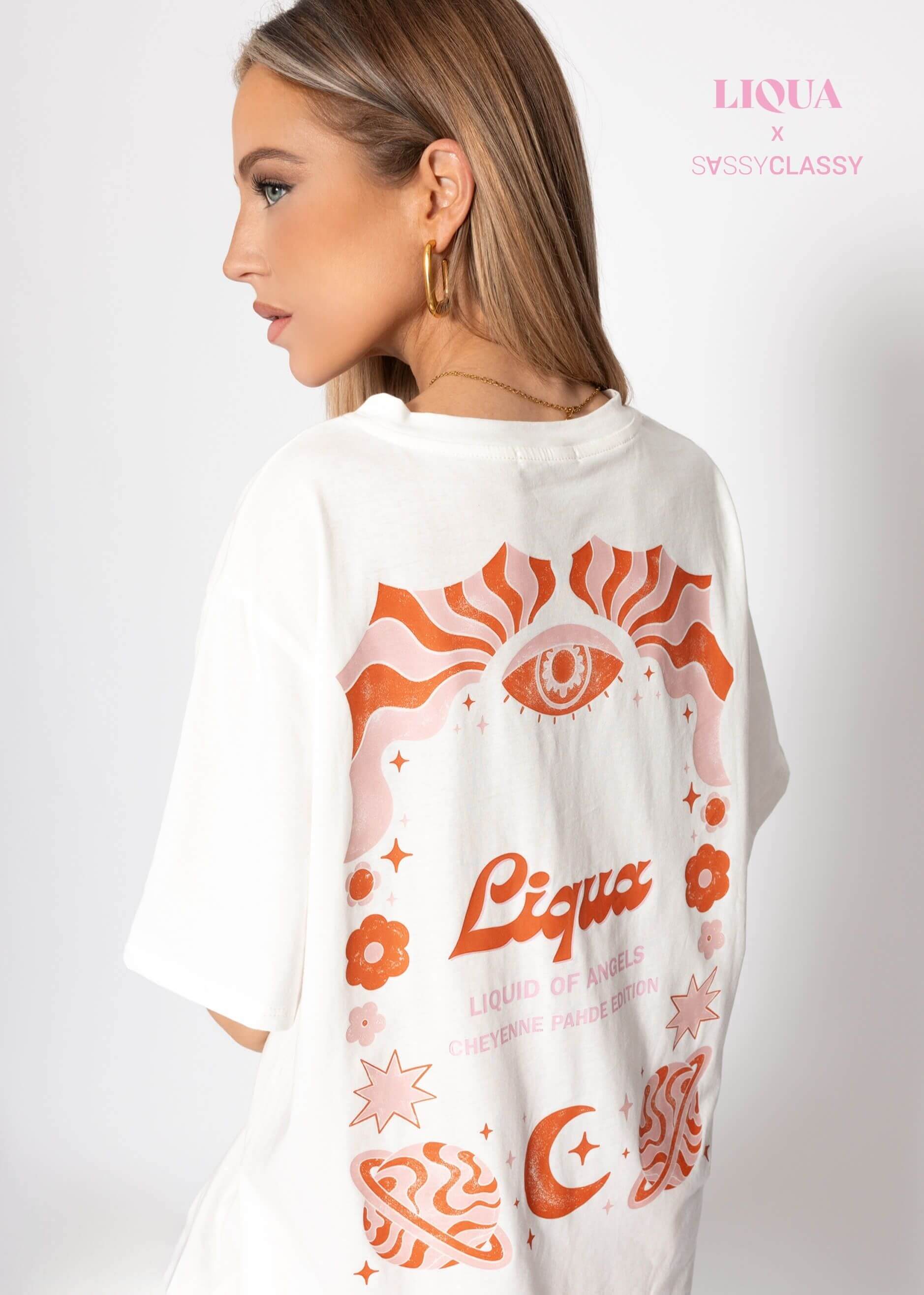 T-Shirt mit "Liqua"-Print - offwhite