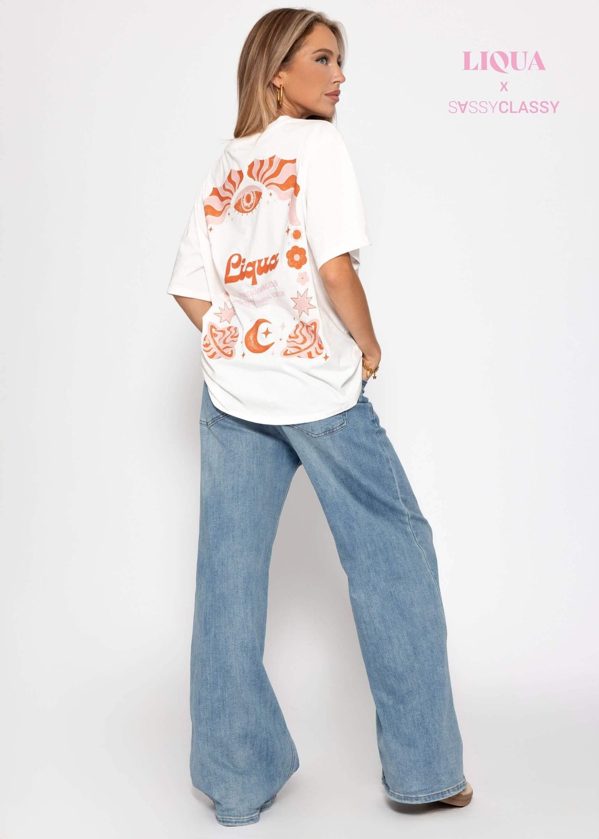 T-Shirt mit "Liqua"-Print - offwhite