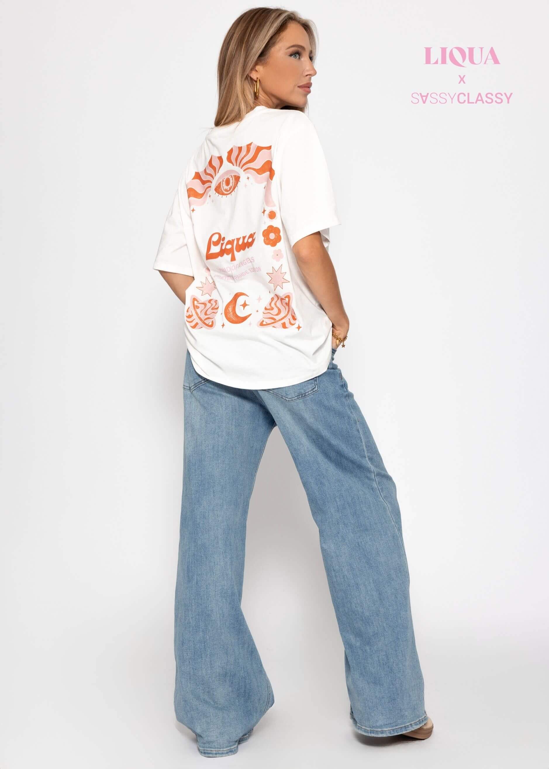 T-Shirt mit "Liqua"-Print - offwhite