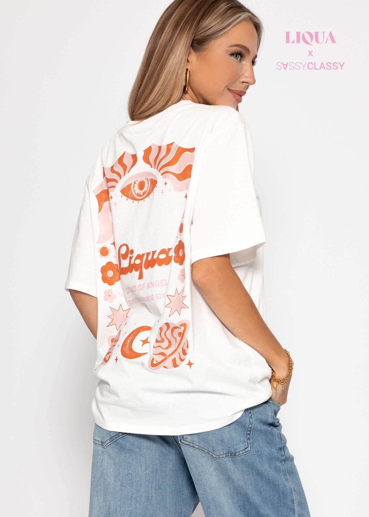 T-Shirt mit "Liqua"-Print - offwhite