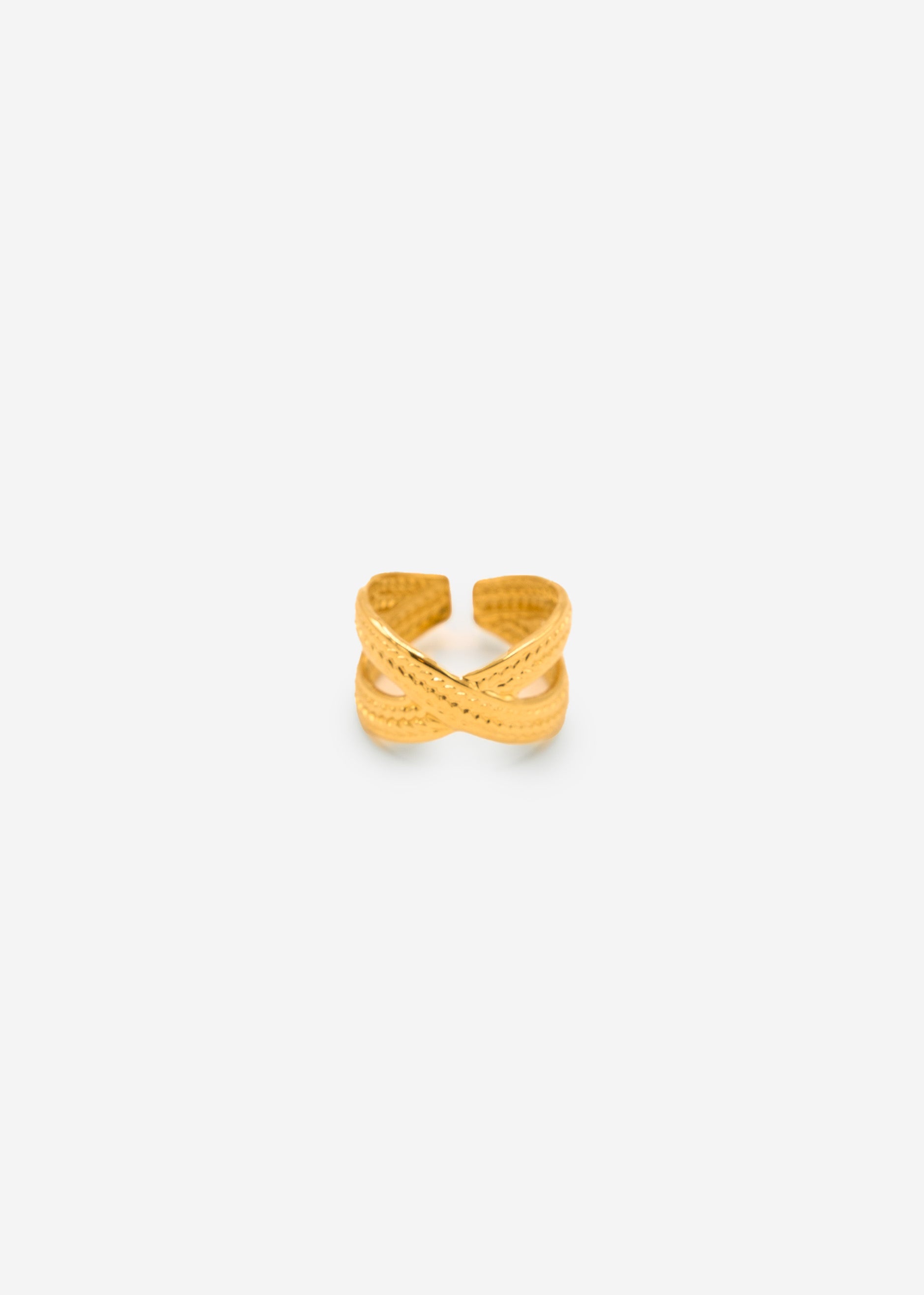 Überkreuzter Ring mit Textur - gold