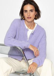 Weicher Strickcardigan mit Zierknöpfen - flieder