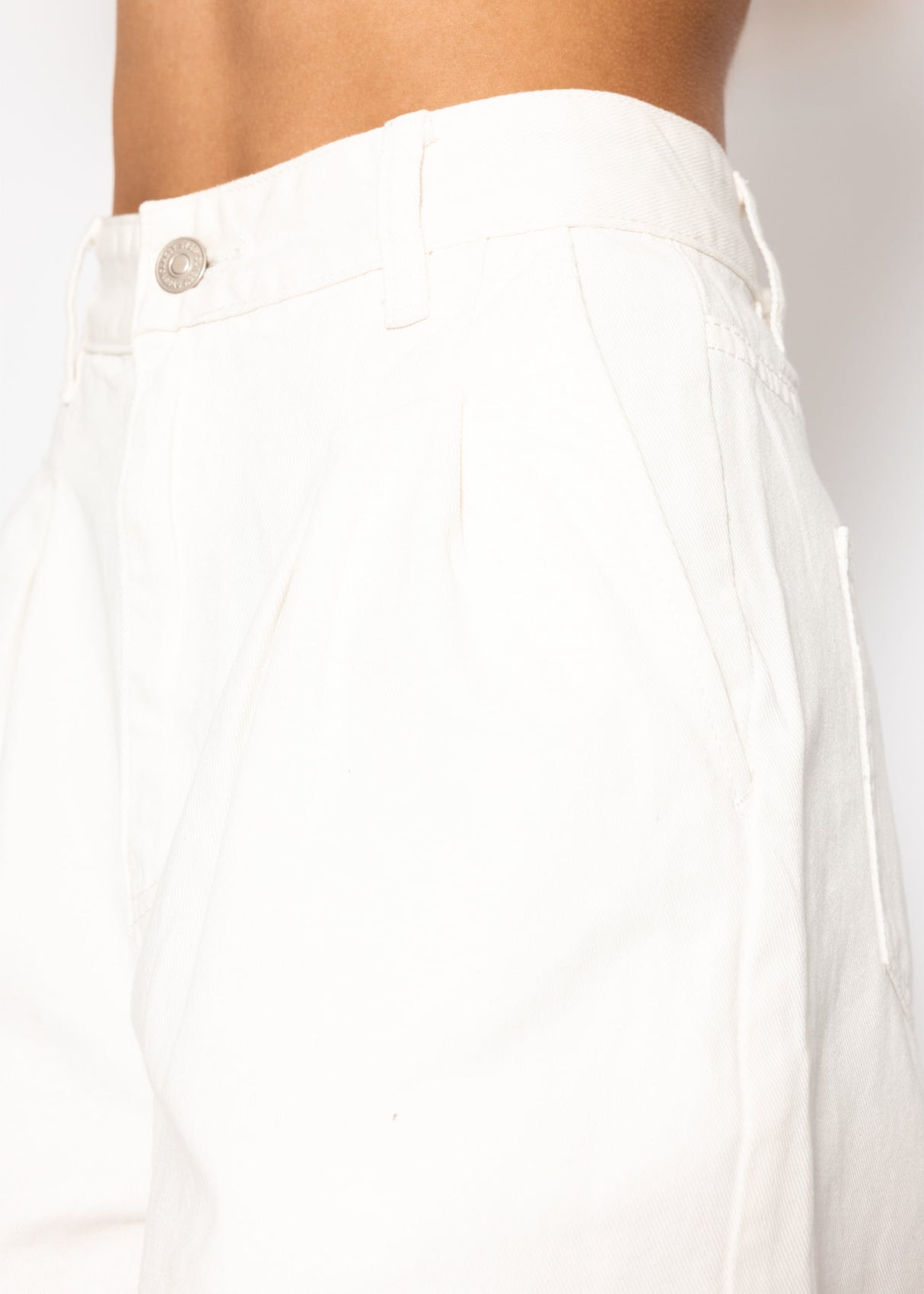 Weite High Waist Jeans Shorts - offwhite