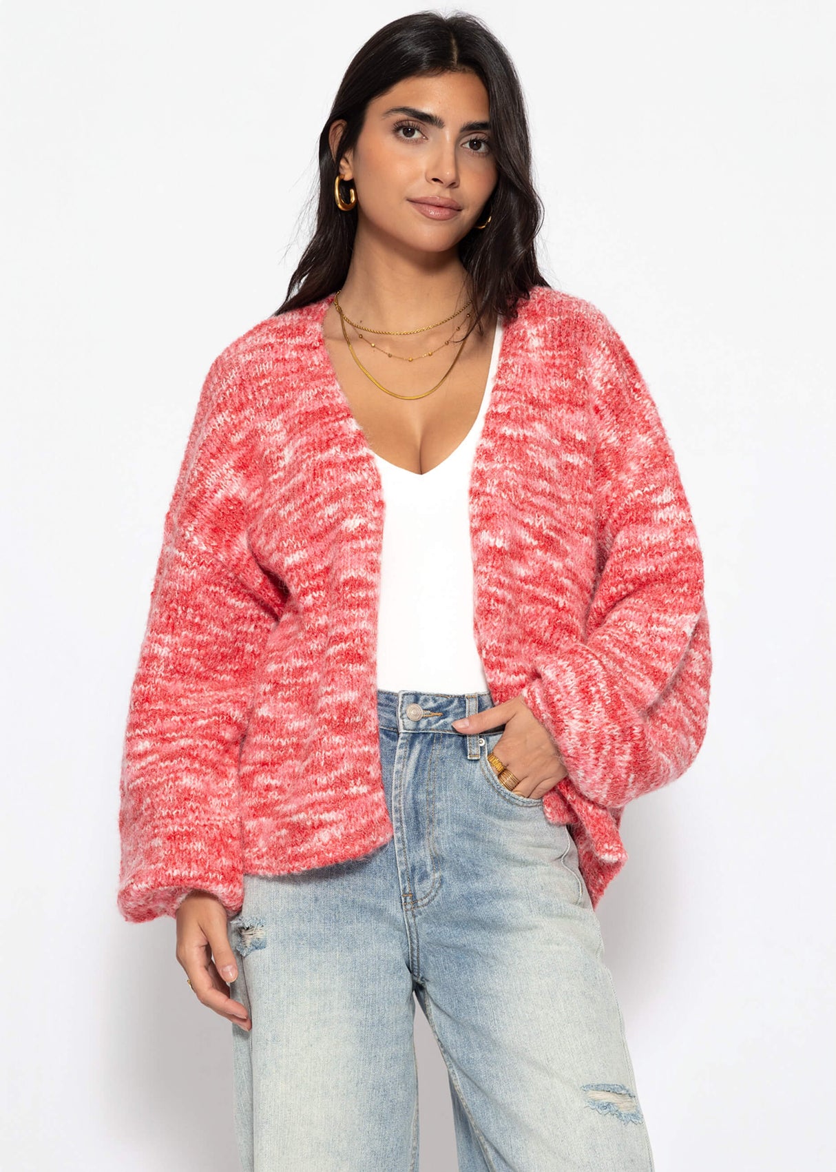 Zweifarbiger Cardigan - pink