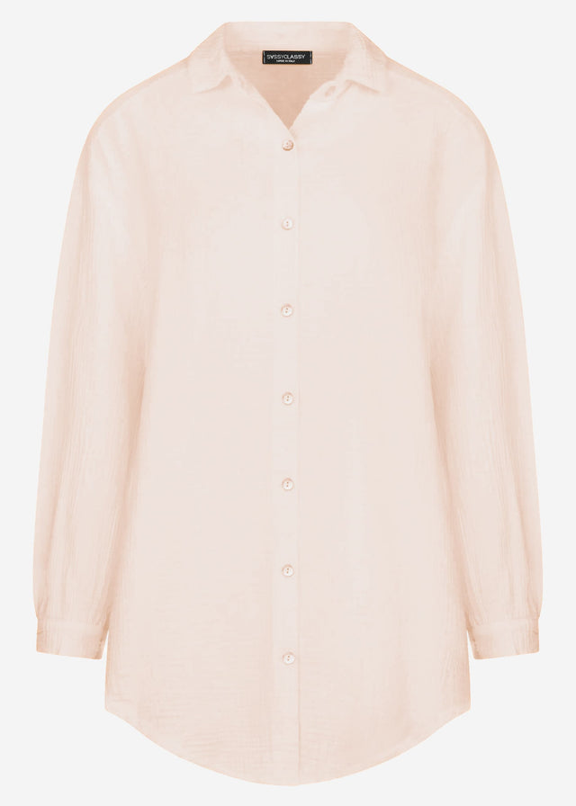Musselin Bluse oversize - hellbeige