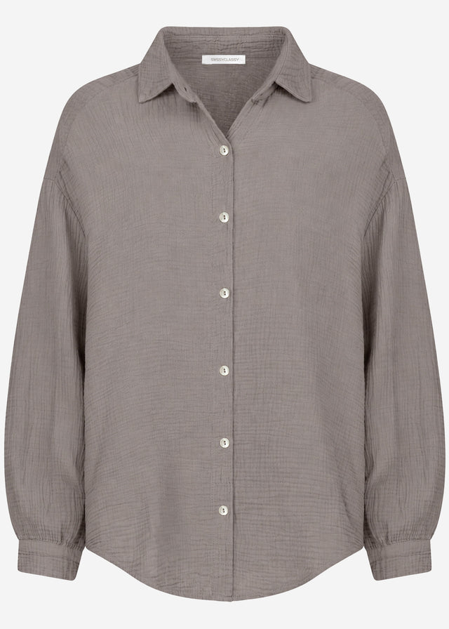 Short oversized muslin blouse - taupe