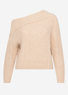 Off-the-shoulder knit jumper - light beige