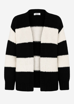 Striped oversize cardigan - black-off-white