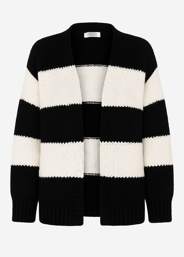 Striped oversized cardigan - off-white-black