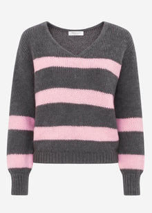 Jumper with rose stripes - grey