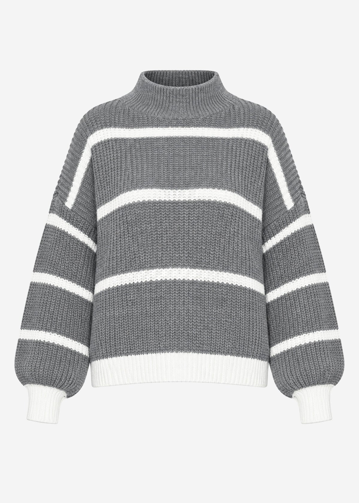 Striped turtleneck jumper - grey-offwhite