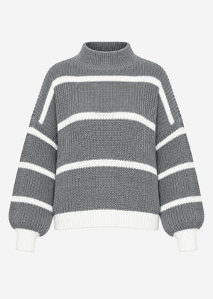 Striped turtleneck jumper - grey-offwhite