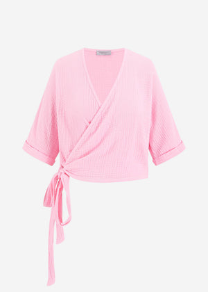 Muslin wrap blouse - baby pink