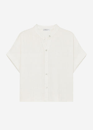 Muslin blouse with short sleeves - light beige