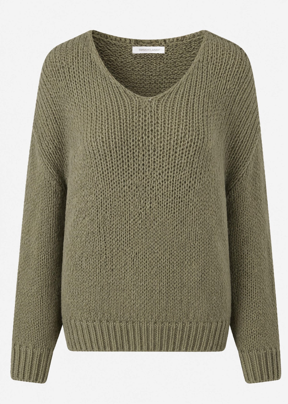 Oversize Pullover mit V-Ausschnitt - khaki