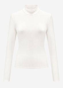 Long-sleeved top with roll neck - off-white