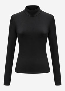 Long-sleeved top with roll neck - black