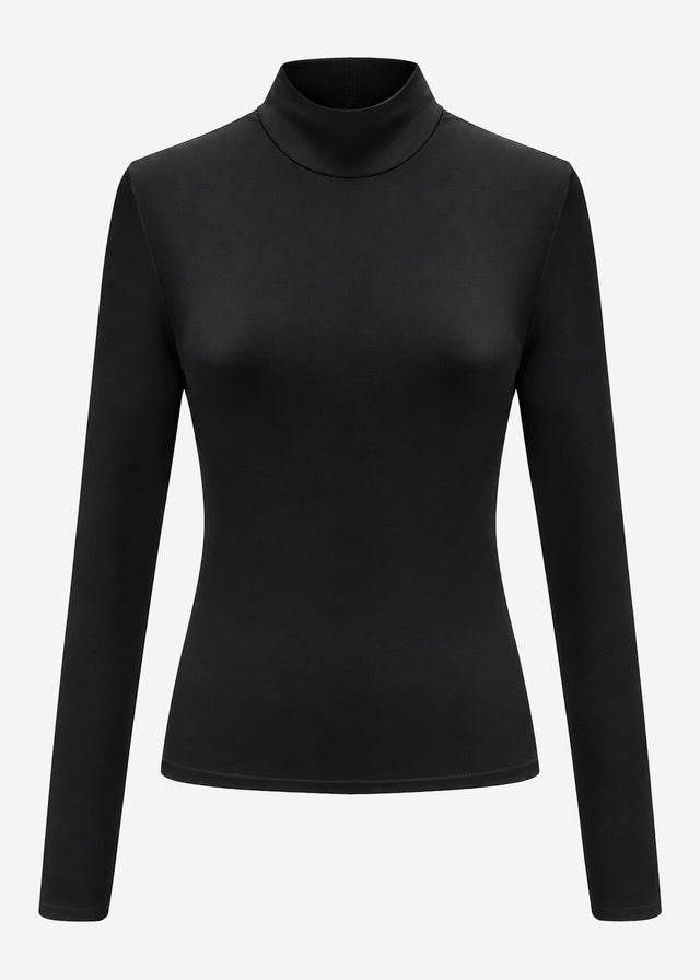Langarm Shirt mit Rollkragen - schwarz