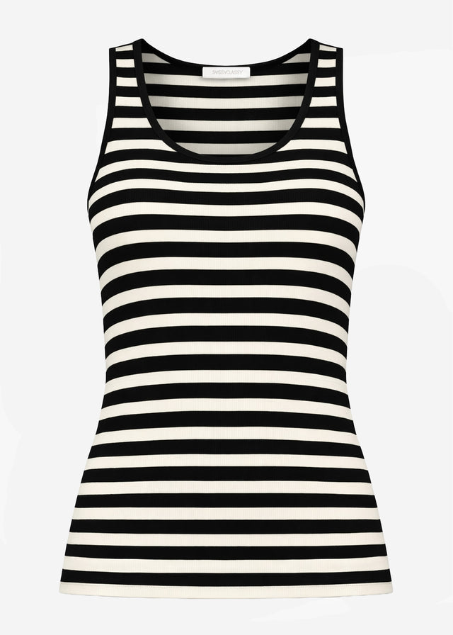 Gestreiftes Tank Top - schwarz-offwhite