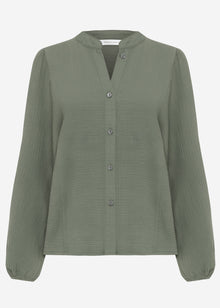 Musselin Bluse mit Fledermausärmeln - olivgrün
