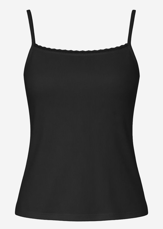 Träger Top mit Spitze - schwarz