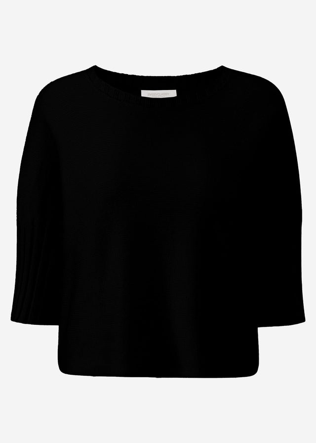 Kurzarm Crop Pullover - schwarz
